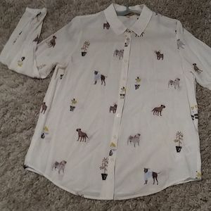 Joules dog print long sleeve blouse size 6